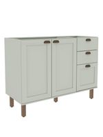 Balcão de Cozinha 1200 com 2 Portas e Gaveteiro Genialflex Iluminata Hortelã