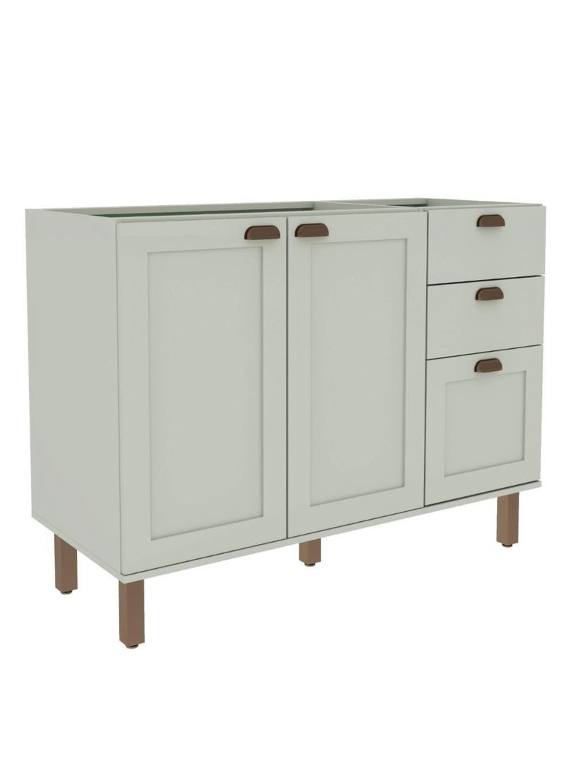 Balcão de Cozinha 1200 com 2 Portas e Gaveteiro Genialflex Iluminata Hortelã