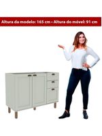 Balcão de Cozinha 1200 com 2 Portas e Gaveteiro Genialflex Iluminata Hortelã