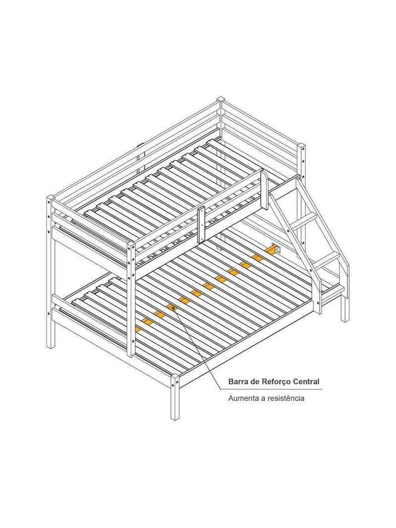 Beliche Com Cama Casal Slim Madeira Maciça Branco Housin
