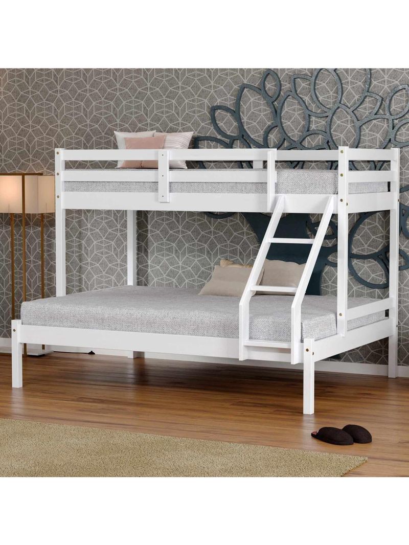 Beliche Com Cama Casal Slim Madeira Maciça Branco Housin