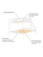 Beliche Com Cama Casal Slim Madeira Maciça Branco Housin