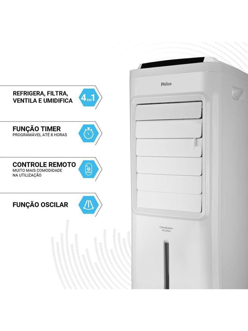 Climatizador Philco 4 em 1 PCL05A 3 Velocidades Função Timer 110V
