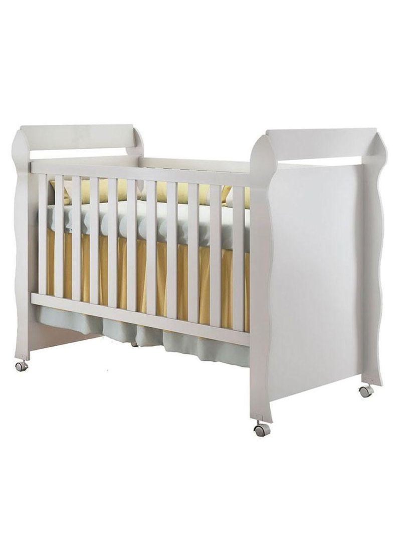 Quarto De Bebê Mariah 3p Com Berço Mirelle Branco Brilho - Carolina