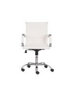 Kit 2 Cadeiras Escritório Stripes Diretor PU Branca Base Giratória Cromada Altura Ajustável