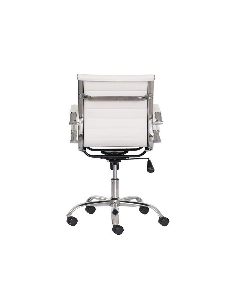 Kit 2 Cadeiras Escritório Stripes Diretor PU Branca Base Giratória Cromada Altura Ajustável