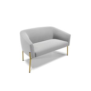 Sofá Namoradeira 2 Lugares Pé De Ferro Dourado Stella Suede Cinza D03 - D'rossi