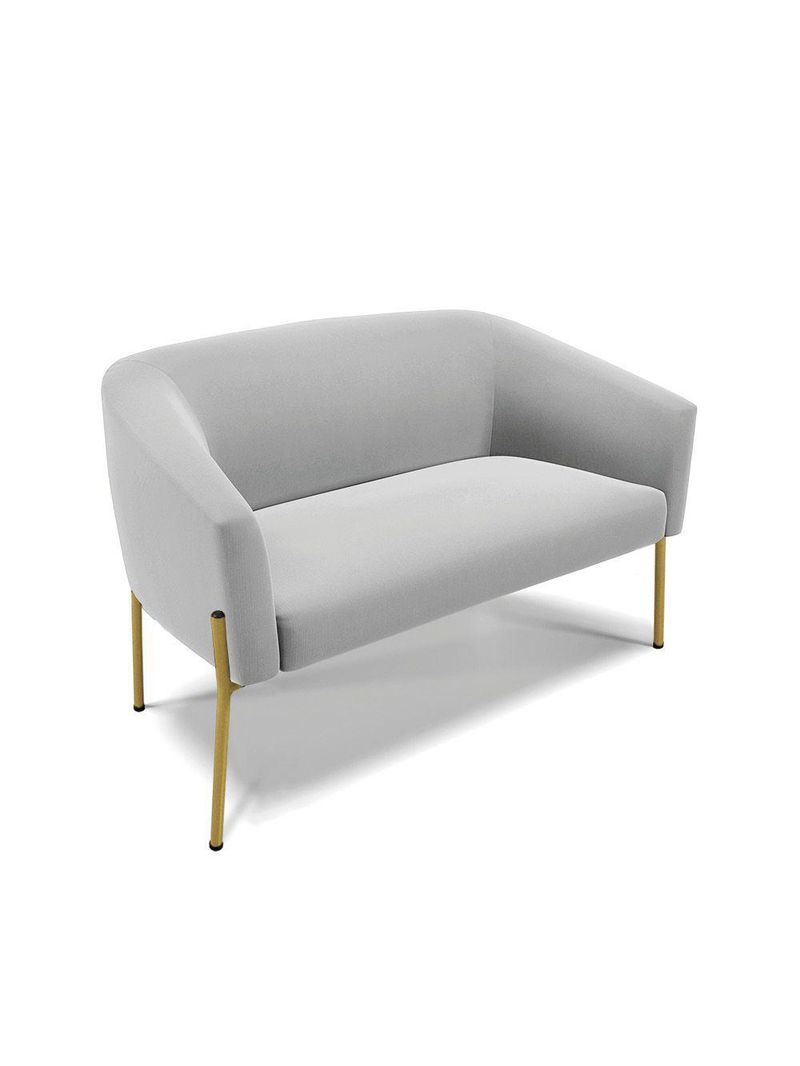 Sofá Namoradeira 2 Lugares Pé De Ferro Dourado Stella Suede Cinza D03 - D'rossi