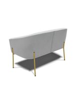 Sofá Namoradeira 2 Lugares Pé De Ferro Dourado Stella Suede Cinza D03 - D'rossi