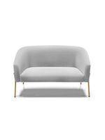 Sofá Namoradeira 2 Lugares Pé De Ferro Dourado Stella Suede Cinza D03 - D'rossi