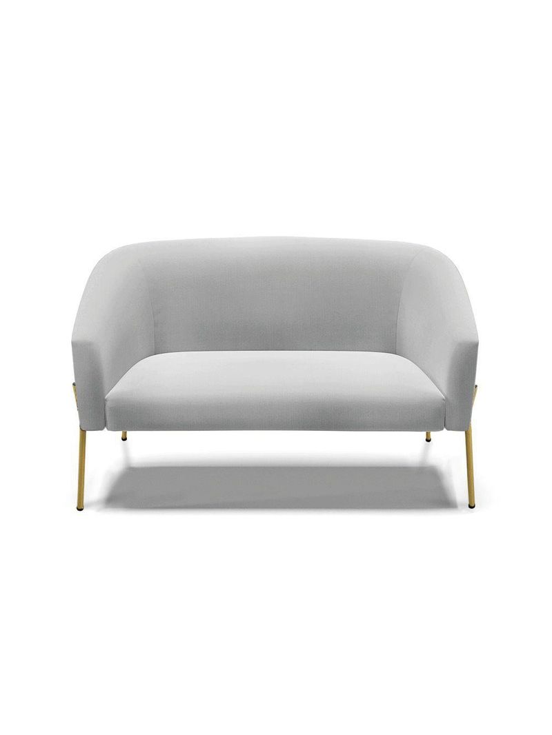 Sofá Namoradeira 2 Lugares Pé De Ferro Dourado Stella Suede Cinza D03 - D'rossi