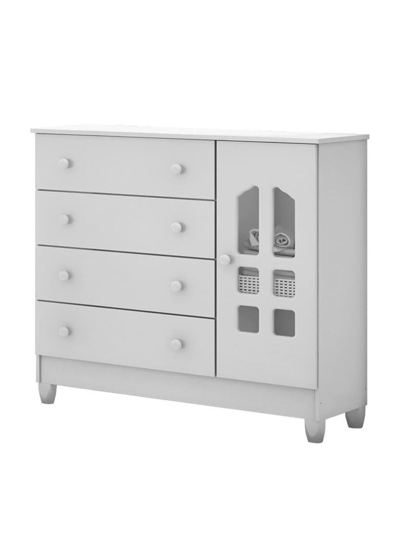 Quarto De Bebê New Selena 4 Portas Com Berço Lila E Cômoda Selena Branco Brilho E Colchão Ortobom – Carolina Móveis