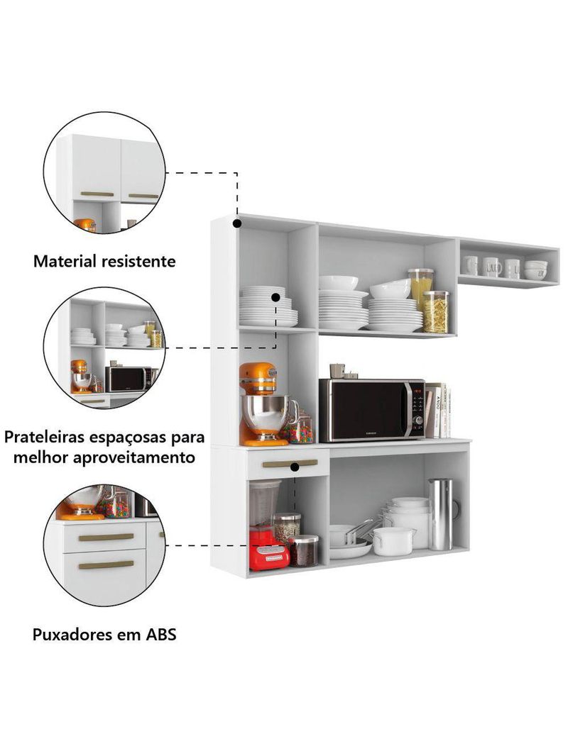 Armário de Cozinha Completa Suspenso com Balcão Aramóveis