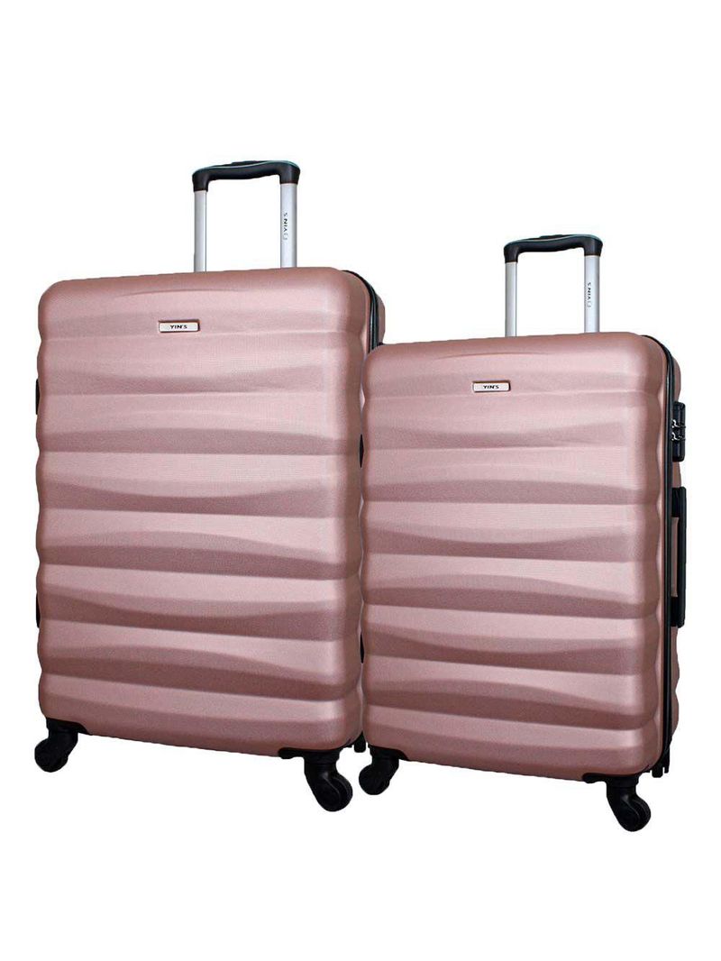 Conjunto de Malas Abs Yins 21089 Cadeado Embutido Rodas 360º - P/M Rosê