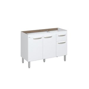 Balcão Flat De Cozinha Para Pia 3 Portas 1 Gaveta Rorato Branco