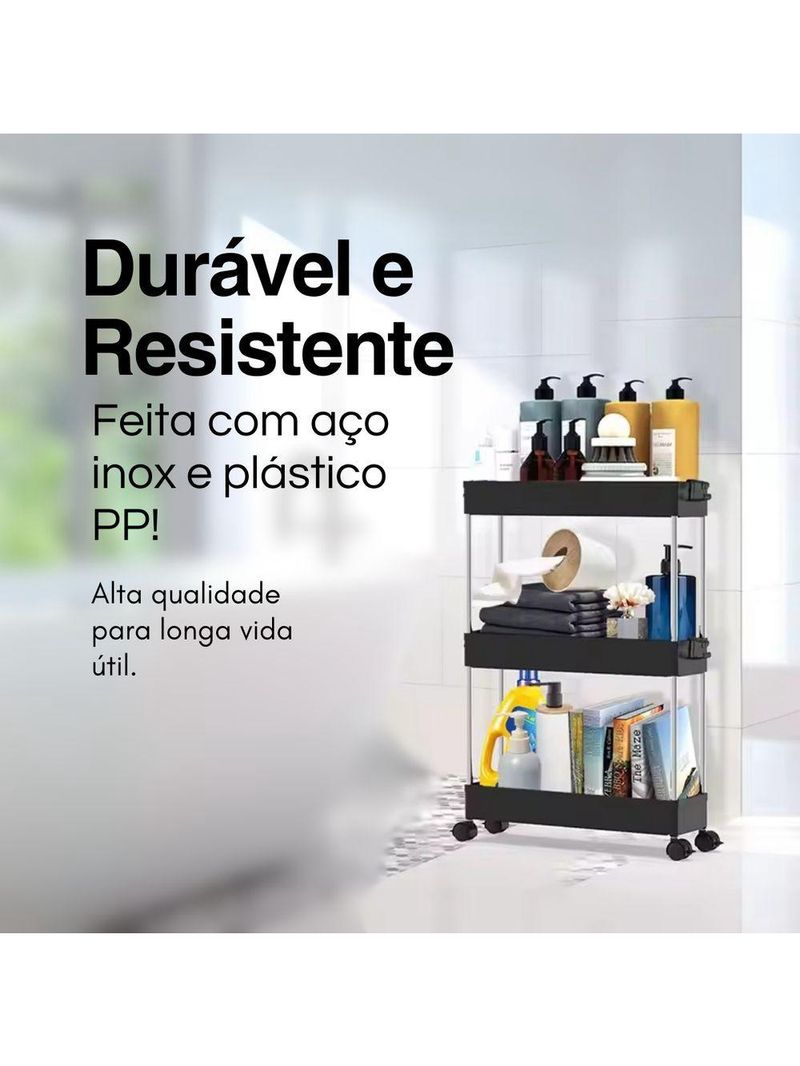 Estante Organizadora Móvel 3 Andares: utilizado para Cozinha, Banheiro E Escritórios
