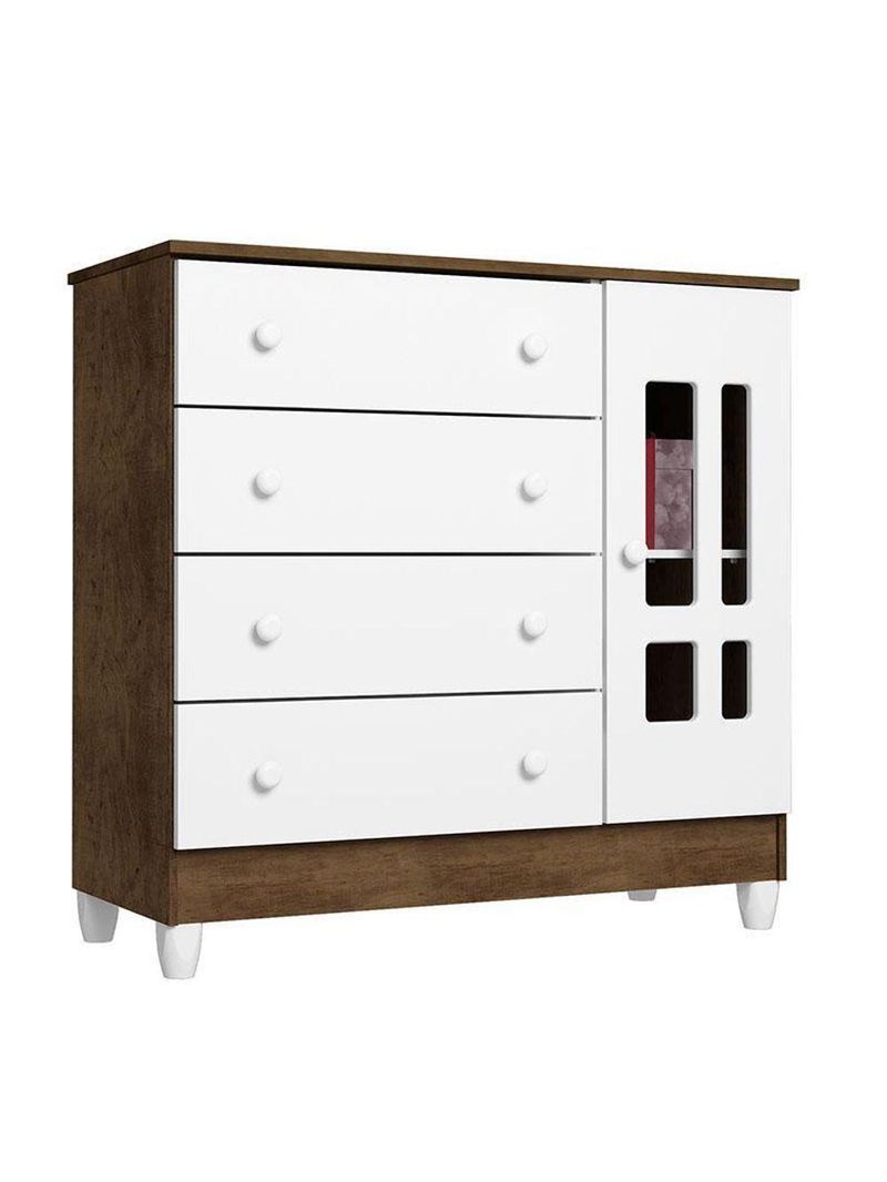 Quarto De Bebê Ariel 4p Berço Lara Branco Acetinado Amadeirado Com Colchão – Carolina