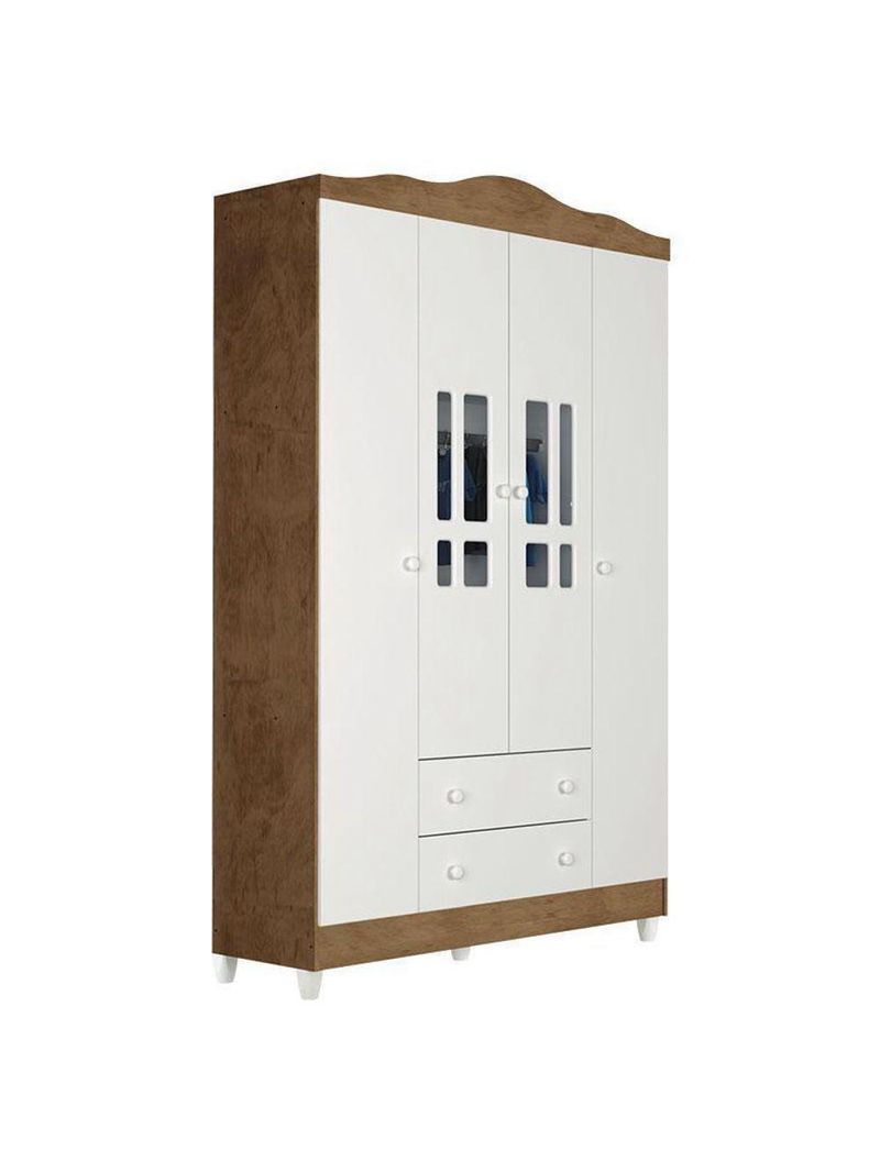 Quarto De Bebê Ariel 4p Berço Lara Branco Acetinado Amadeirado Com Colchão – Carolina