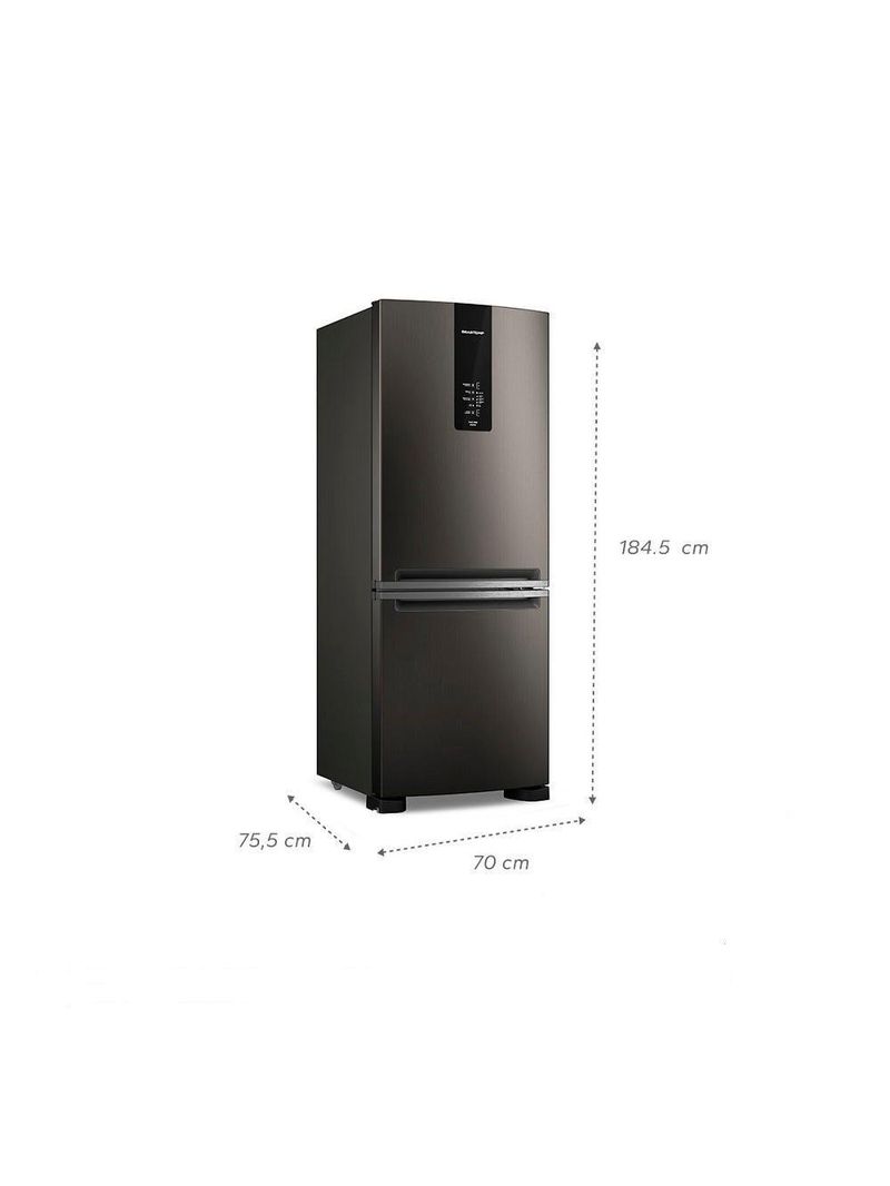 Geladeira Brastemp 447 Litros Frost Free Inverse com Smart Flow e Fresh Box Black Inox BRE57FE - 220V