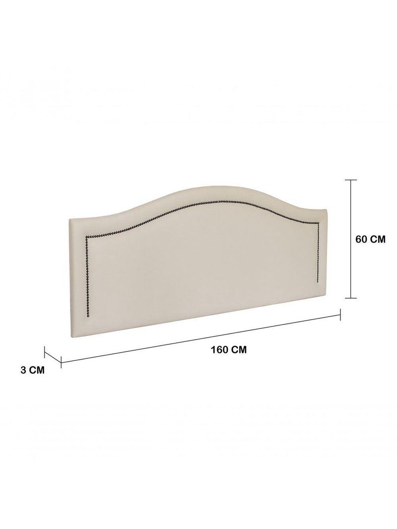 Cabeceira Queen Curva Luxo 160x60 Courino Off White - Tachas Fumê