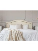 Cabeceira Queen Curva Luxo 160x60 Courino Off White - Tachas Fumê