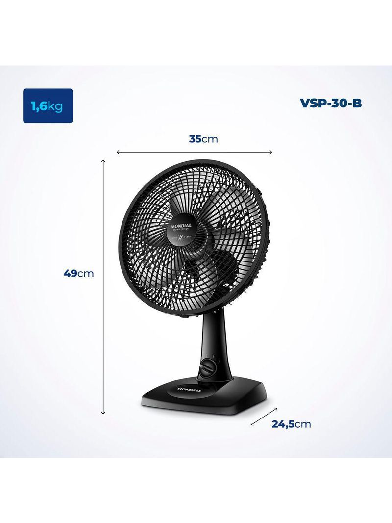 Ventilador De Mesa Mondial 6Pás Vent 30Cm 220V/60Hz Super
