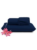 Jogo Cama Lençol Unique Solteiro 400 Fios Ponto Palito 2 Peças - Azul Marinho