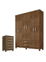 Guarda Roupa Casal Módena E Comoda Cannes 5 Gavetas Malbec – Incorplac