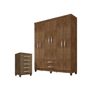 Guarda Roupa Casal Módena E Comoda Cannes 5 Gavetas Malbec – Incorplac