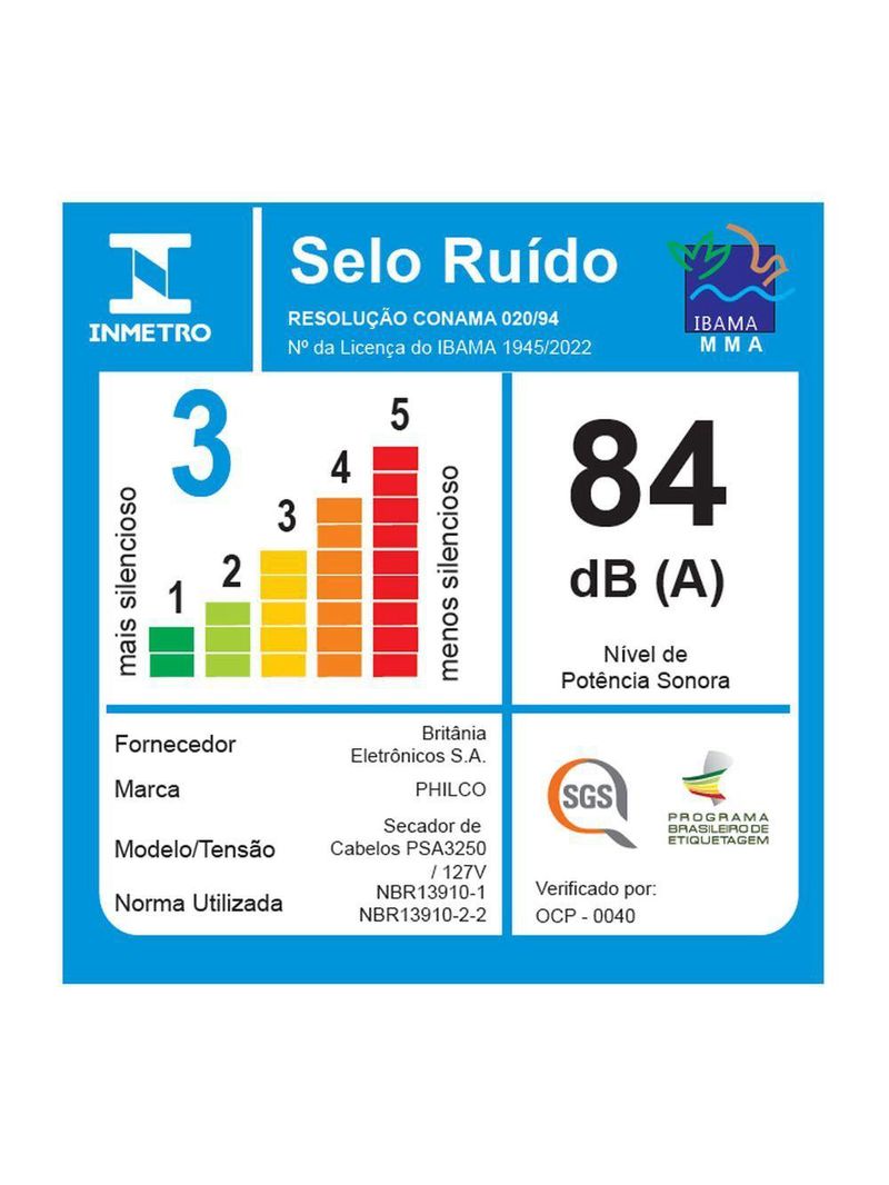 Secador de Cabelo Com íons Tourmaline 2100W Philco PSA3250 220V