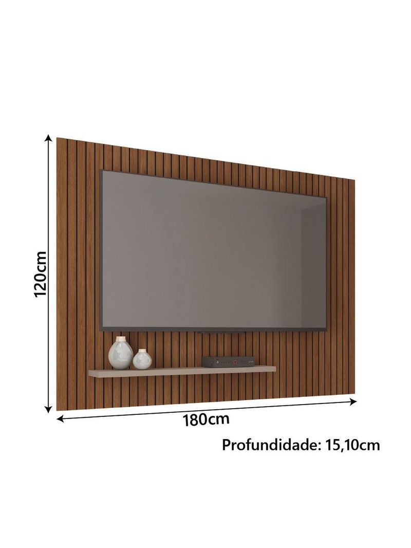 Painel Para Tv Até 75" 1,80m Ripado Com Prateleira França