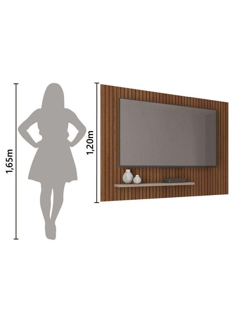 Painel Para Tv Até 75" 1,80m Ripado Com Prateleira França