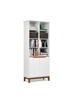 Livreiro Ej Flow 2 Portas 6 Prateleiras Com Pés Madeira Branco