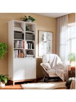 Livreiro Ej Flow 2 Portas 6 Prateleiras Com Pés Madeira Branco