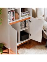 Livreiro Ej Flow 2 Portas 6 Prateleiras Com Pés Madeira Branco