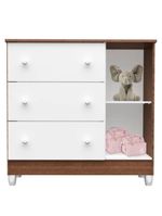 Quarto De Bebê Mariah 3p Com Berço Mirelle Branco Acetinado Amadeirado - Carolina