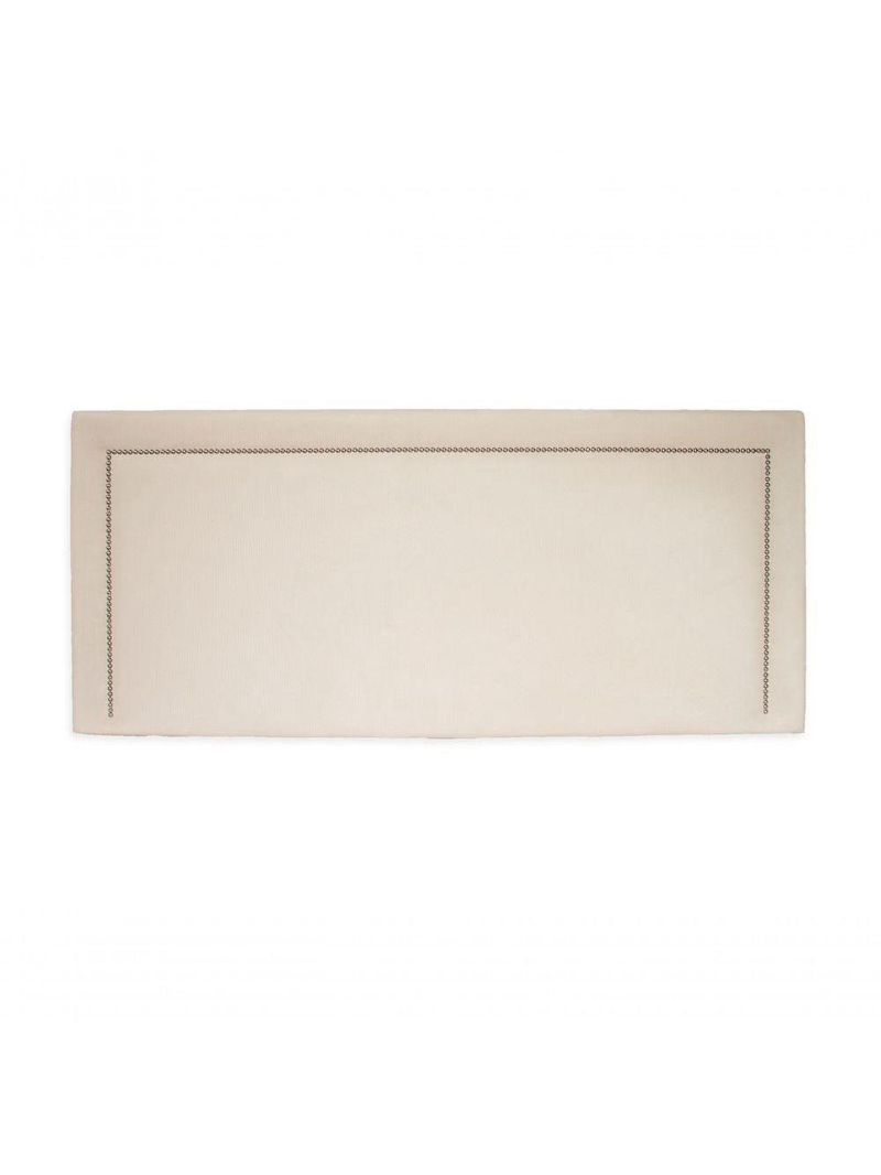 Cabeceira Casal Reta Luxo 140x60 Suede Off White - Tachas Prata