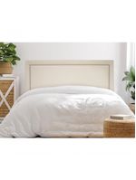 Cabeceira Casal Reta Luxo 140x60 Suede Off White - Tachas Prata