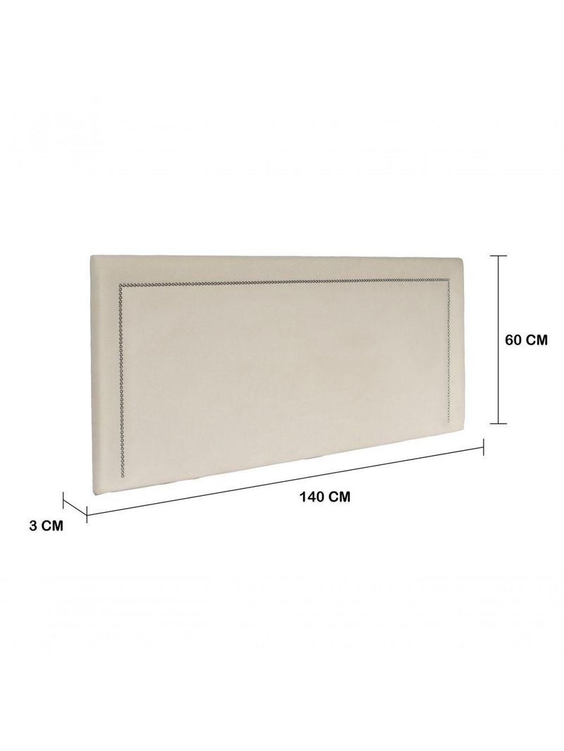 Cabeceira Casal Reta Luxo 140x60 Suede Off White - Tachas Prata