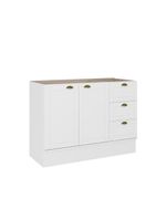 Balcão Gabinete Pia Milla 2 Portas 3 Gavetas Branco Carraro