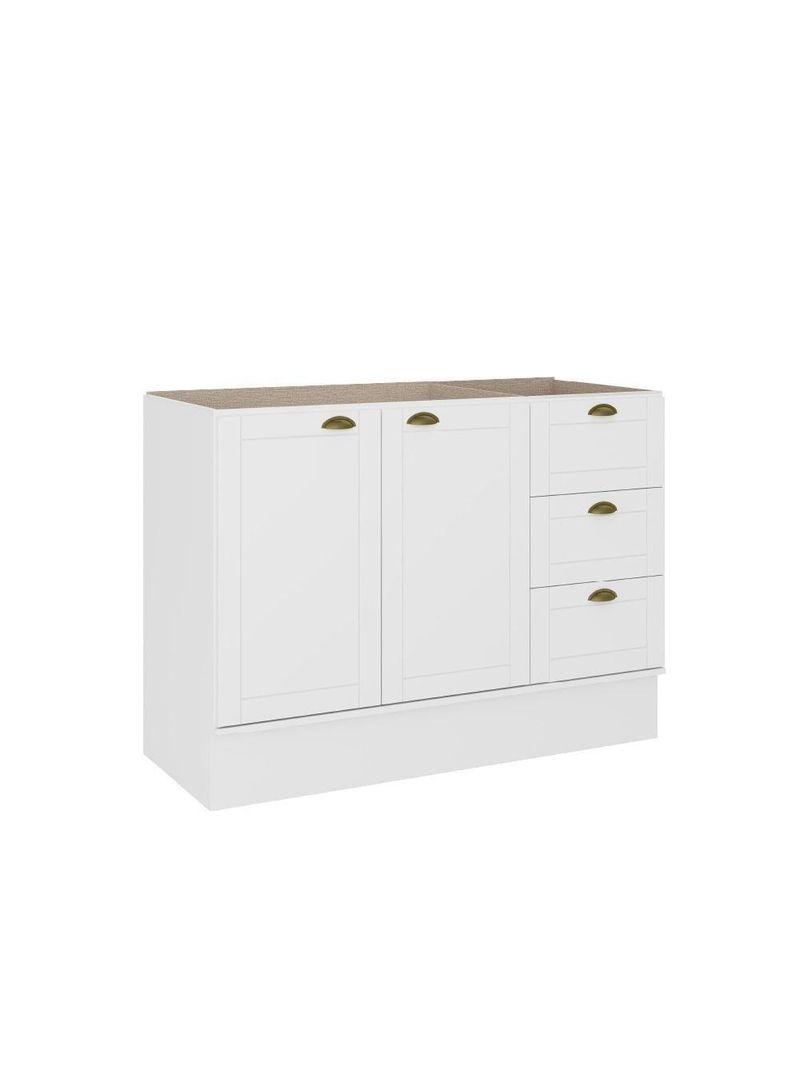 Balcão Gabinete Pia Milla 2 Portas 3 Gavetas Branco Carraro
