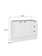 Balcão Gabinete Pia Milla 2 Portas 3 Gavetas Branco Carraro