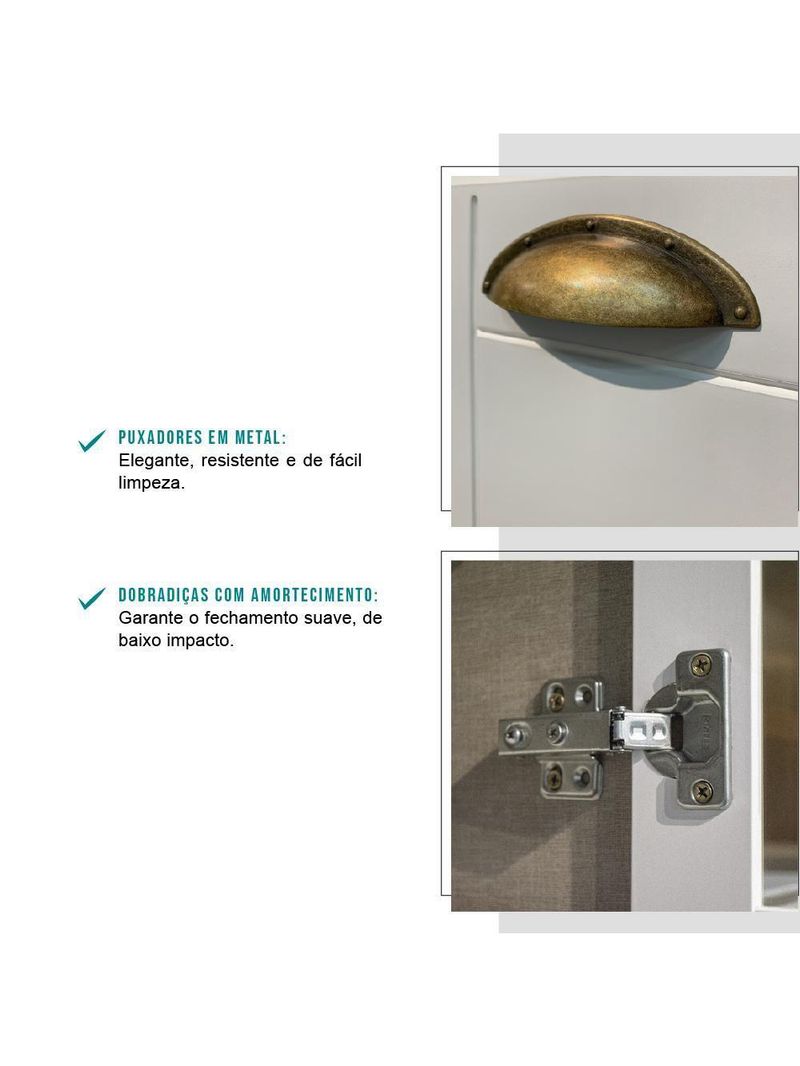 Balcão Gabinete Pia Milla 2 Portas 3 Gavetas Branco Carraro