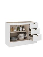 Balcão Gabinete Pia Milla 2 Portas 3 Gavetas Branco Carraro