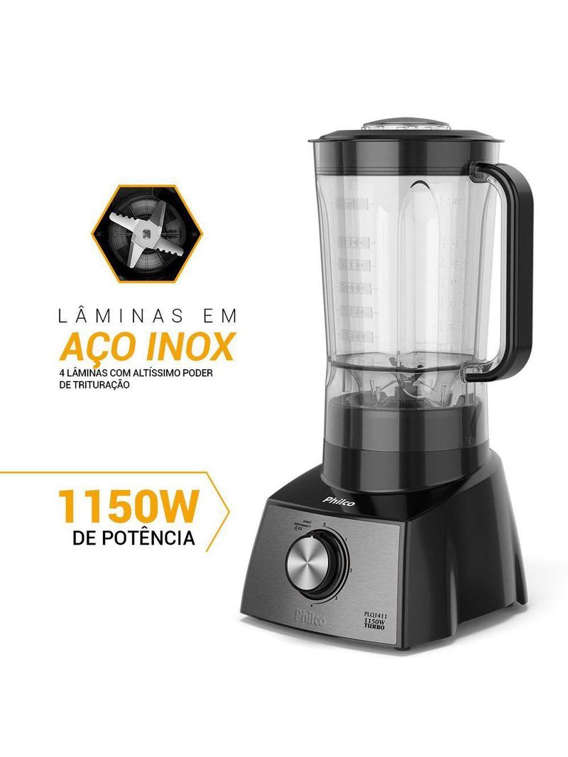 Liquidificador Philco PLQ1411P 4 velocidades 2,7L 1150W 110V