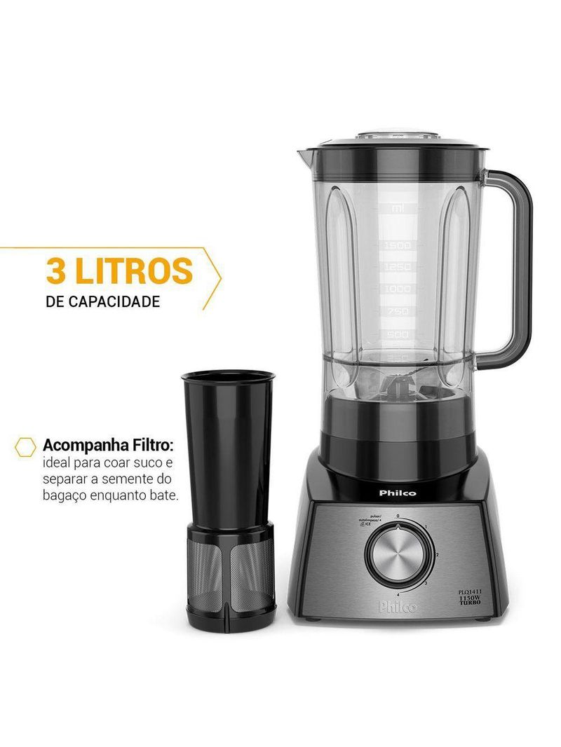 Liquidificador Philco PLQ1411P 4 velocidades 2,7L 1150W 110V