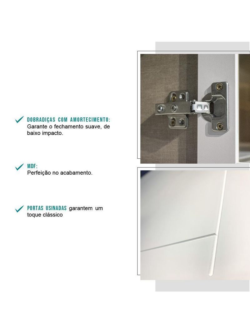 Armário Aéreo Milla 1 Porta Branco Tubo Ouro Velho Carraro