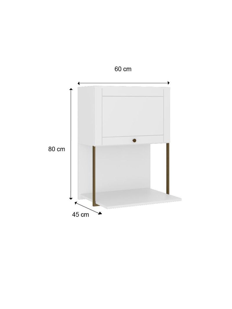Armário Aéreo Milla 1 Porta Branco Tubo Ouro Velho Carraro