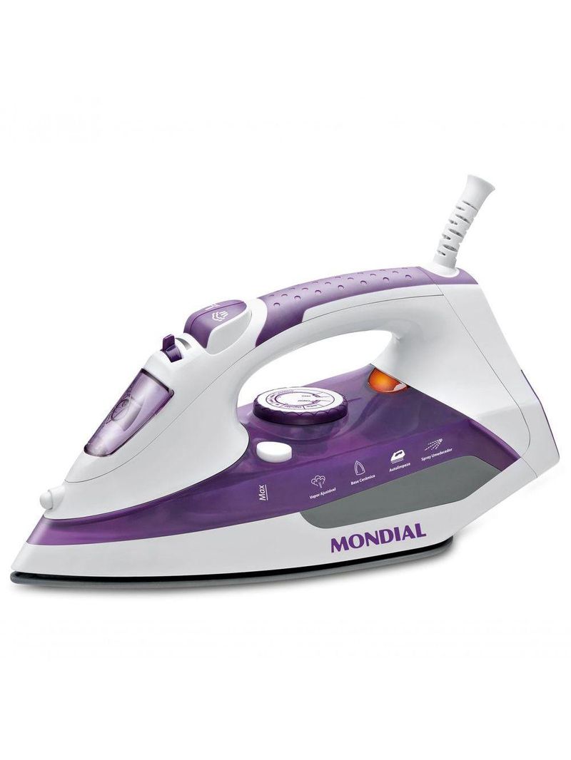 Ferro A Vapor Mondial F-40 Ferro A Vapor-220v-branco/lilás