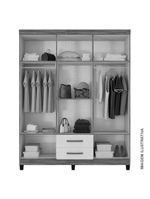 Guarda Roupa Casal Modena Com Cômoda Cannes 5 Gavetas E Armário Multiuso Recife Malbec - Incorplac